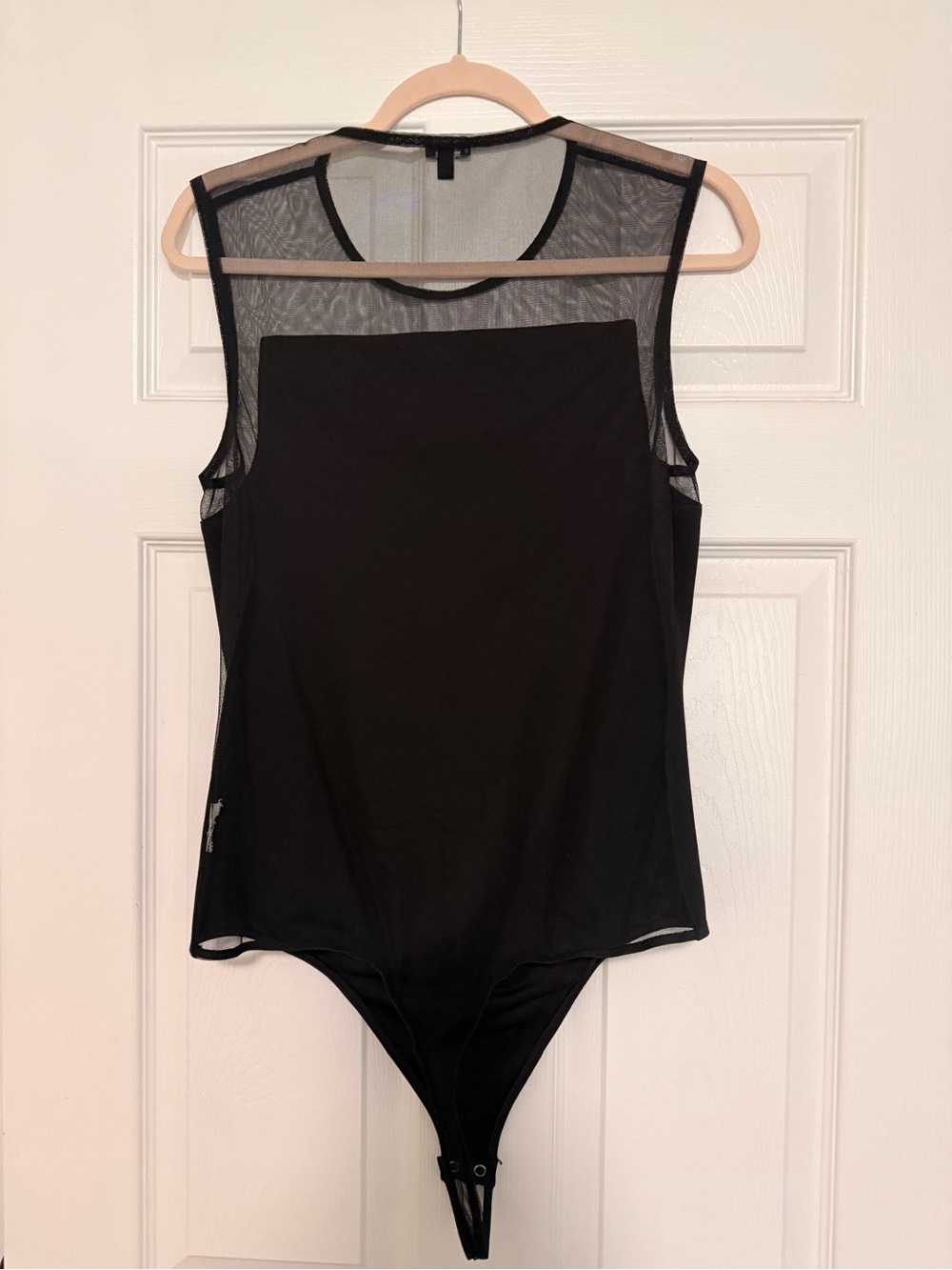 Express Black Sleeveless Mesh-Panel Bodysuit